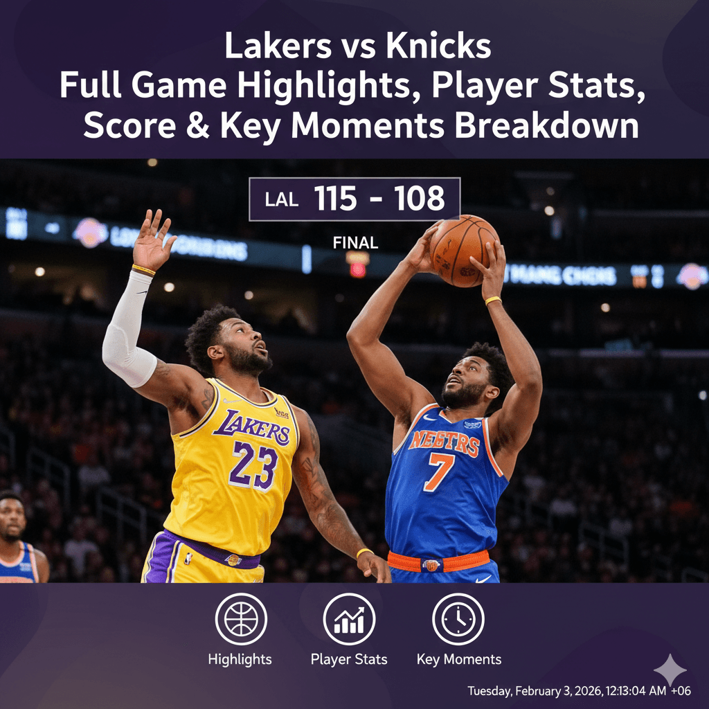 Lakers vs Knicks Full Game Highlights, Player Stats, Score & Key Moments Breakdown
